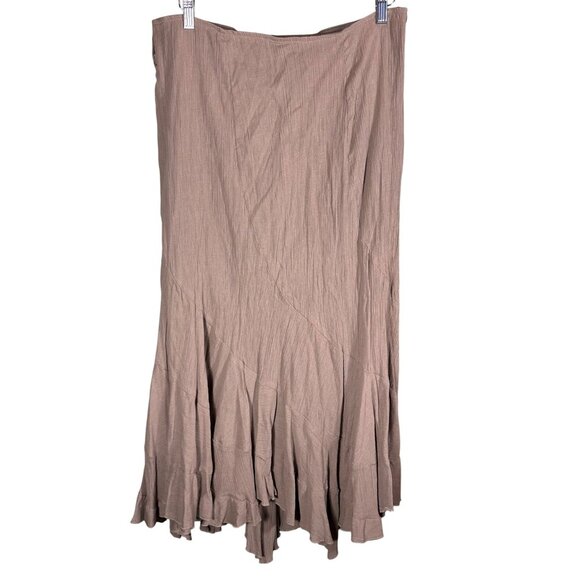 Y2K New Old Stock Asymmetrical Khaki Beige Midi Skirt Sz 14 Whimsy Fairy READ - Picture 2 of 11